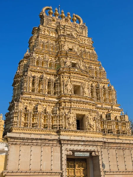 Součást Gopuram Nebo Vstupní Brány Sri Bhuvaneswara Temple Areálu Mysore — Stock fotografie