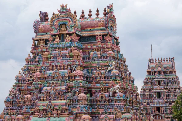 Two Entrance Gateways Gopuram Ranganathaswamy Temple Srirangam Trichy Tamil Nadu — Stock Photo, Image