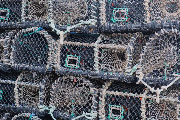 Lobster Pots Stacked English Quayside — Stock Photo, Image