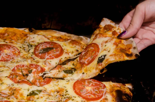 Rzemieślniczy Pizza Drewniane Pad — Zdjęcie stockowe