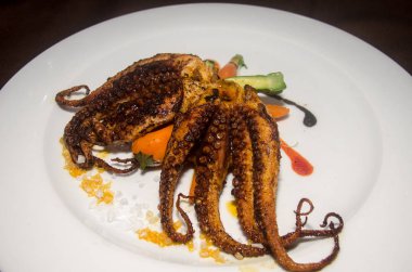 Pahalı bir restoran deniz ürünleri: Izgara ahtapot