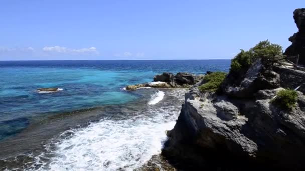 Vista Panorámica Desde Los Acantilados Isla Mujeres — Vídeos de Stock