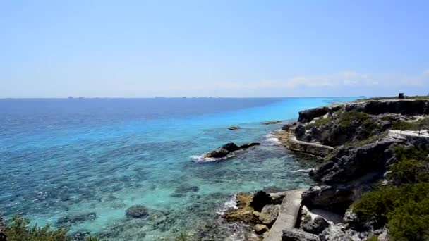 Vacker Utsikt Från Isla Mujeres Klippor — Stockvideo