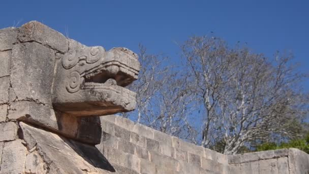 Detalle Plataforma Jaguares Águilas Chichén Itzá — Vídeo de stock