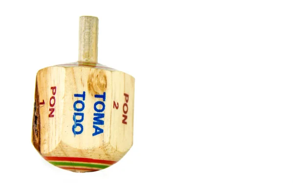 Pirinola tradicional mexicana artesanal brinquedo de madeira com títulos — Fotografia de Stock
