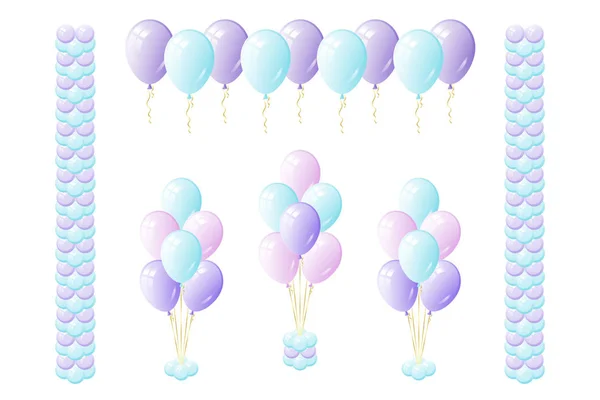 Set Palloncini Decorazione Delle Vacanze Illustrazione Contiene Palloncini Elio Set — Vettoriale Stock