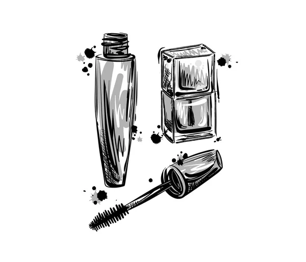 Esquisse Illustration Vectorielle Des Cosmétiques — Image vectorielle