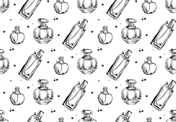 Vektor Skizze Nahtloser Hintergrund Mit Parfüm — Stockvektor