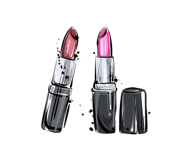 Lippenstift Vektor Illustration Der Kosmetischen — Stockvektor