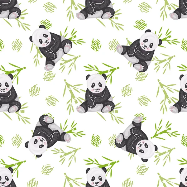 Vectorillustratie Van Panda Bamboe — Stockvector