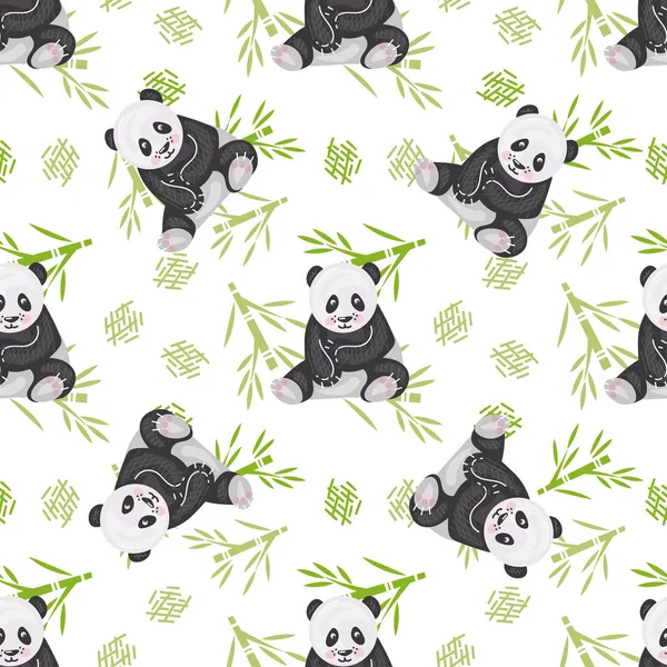 Panda ve bambu vektör çizimi
