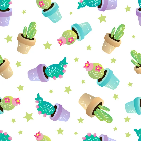 Illustrazione Vettoriale Cactus Fiori Bambini — Vettoriale Stock