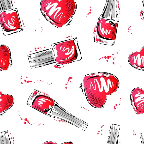 Ilustración Vectorial Cosméticos Esmalte Uñas Rojo — Vector de stock