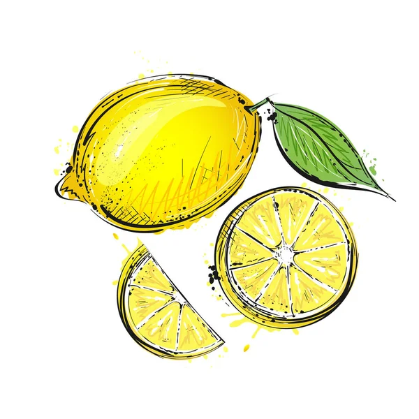 Vector Ilustración Limones Amarillos — Vector de stock