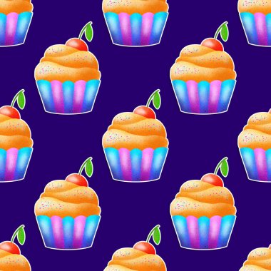 kiraz ile bir pasta pişirme illüstrasyon