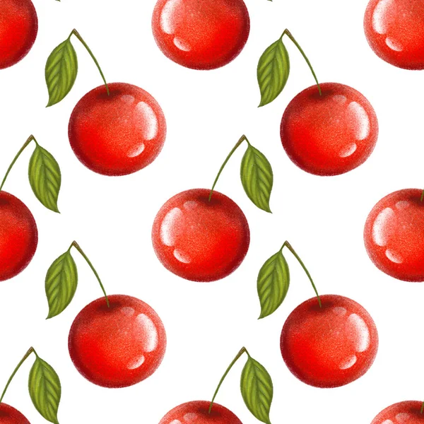 Cherry Ripe Berry Pattern Art — Stock Photo, Image