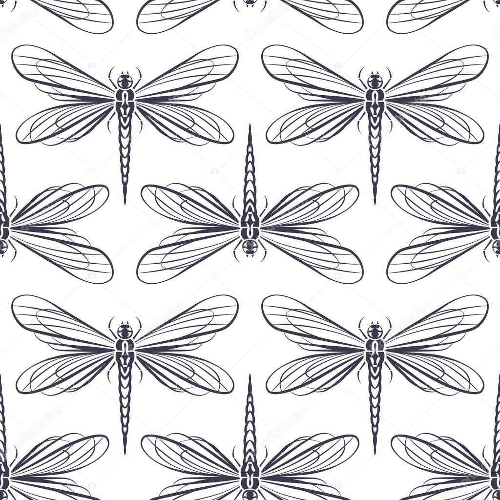 Dragonfly butterfly tattoo vector illustration