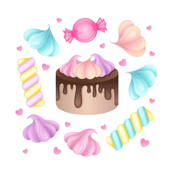 Doces Conjunto Vetor Ilustração Padaria Confeitaria — Vetor de Stock