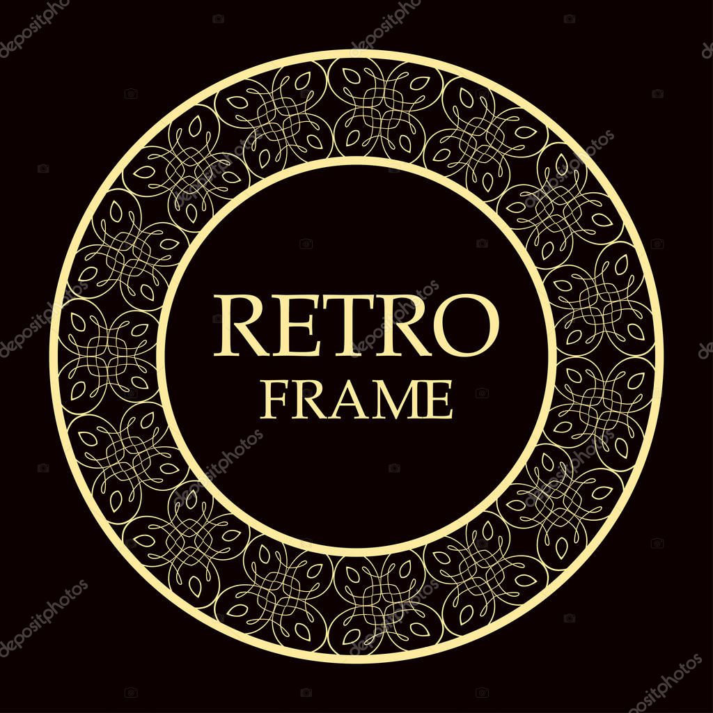 Retro ornamental round frame, Circular ornament design element