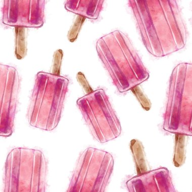 Pembe Dondurma Kusursuz Desen, Tatlılık, Çizim, Suluboya, Raster çizimi, izole edilmiş