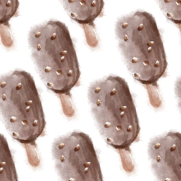 Παγωτό Σοκολάτας Seamless Pattern Γλυκύτητα Εικονογράφηση Υδατογραφία Raster Illustration Απομονωμένο — Φωτογραφία Αρχείου