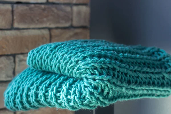Dziewiarskich Druty Robótek Ręcznych Snod Wełny Lub Szalik Ciepły Sweter — Zdjęcie stockowe