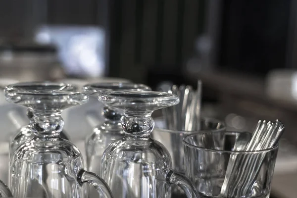 Gläser Café Und Restaurant Bar Inventar Glasbecher Für Kaffeegetränke Vorhanden — Stockfoto