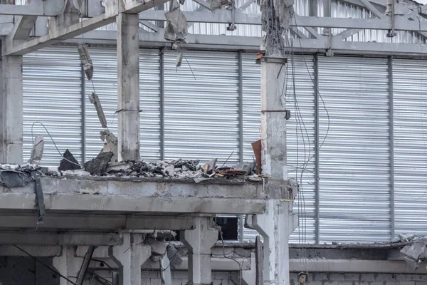 Edificio Distrutto Costruzione Ricostruzione Larga Scala Rovine Della Pianta Immondizia — Foto Stock
