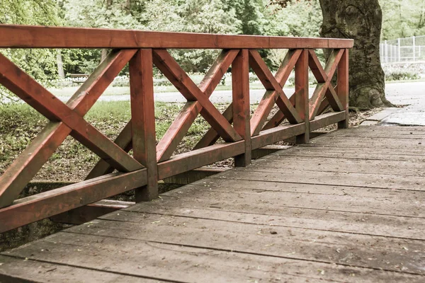 Wooden Bridge Stream Park Perspective Architecture Bridge Orange Perilamicherez River — 스톡 사진