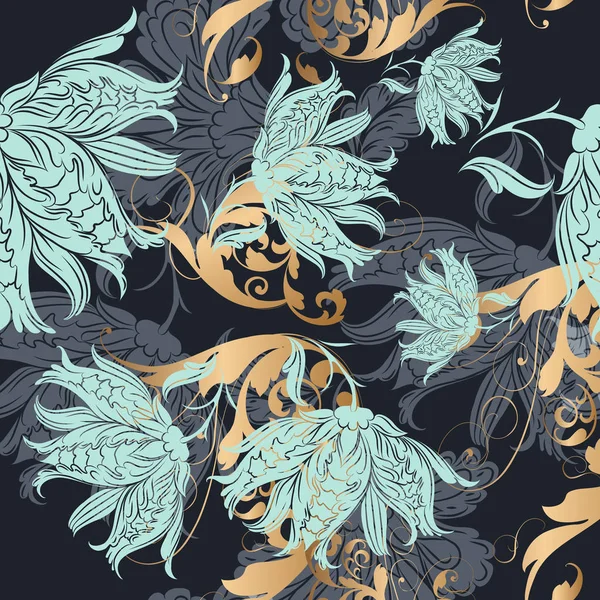 Patrón Fondo Pantalla Vector Floral Estilo Clásico — Archivo Imágenes Vectoriales