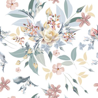 Güzel çiçek desenli çiçek gül ve yapraklar