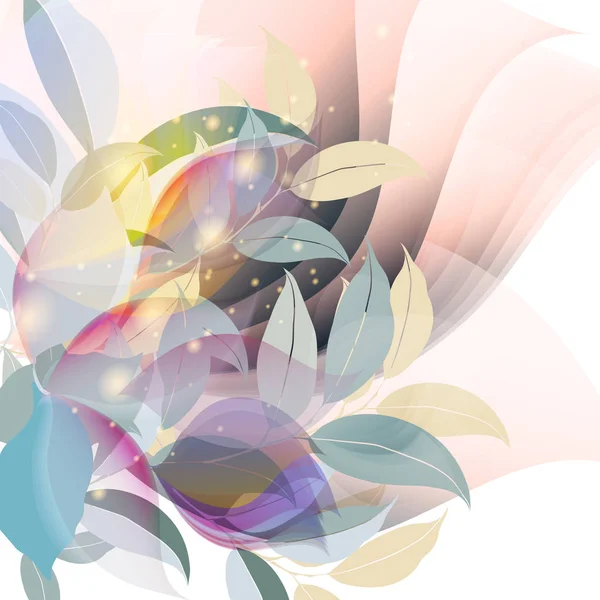 カラフルなパステル カラーの葉を持つ抽象的なベクトルの背景 — ストックベクタ