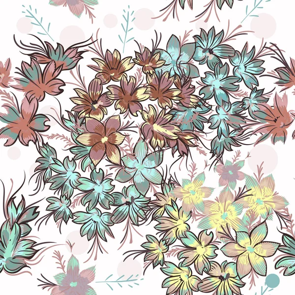 Floral Rustic Pattern Pastel Colored Flowers — Stock Vector
