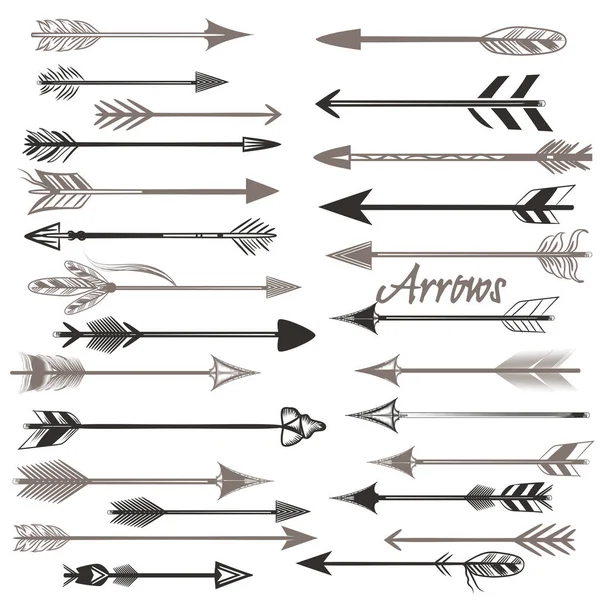 Grote Verzameling Van Vector Tribal Pijlen Voor Ontwerp — Stockvector