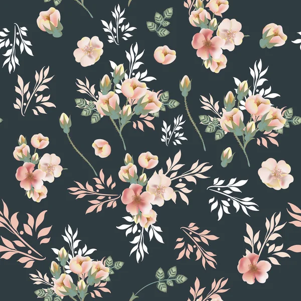 Moda desen gri mavi zemin üzerine güllü