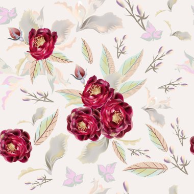 Kırmızı çiçekli moda gül deseni