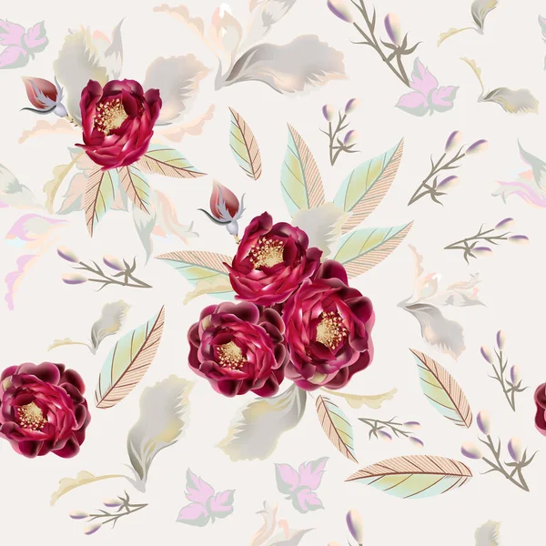 Kırmızı çiçekli moda gül deseni