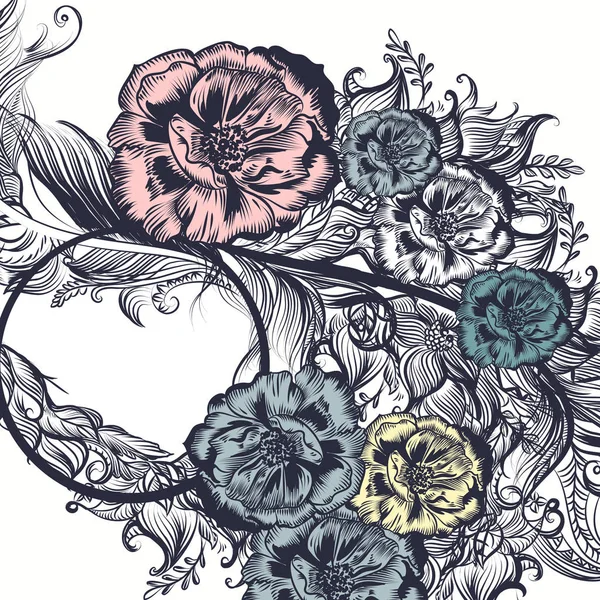 Цветочный Фон Розами Вихрями Дизайна — стоковый вектор