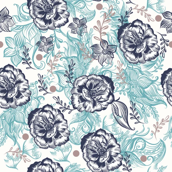 Beau Motif Floral Avec Des Griffes Des Fleurs Roses — Image vectorielle