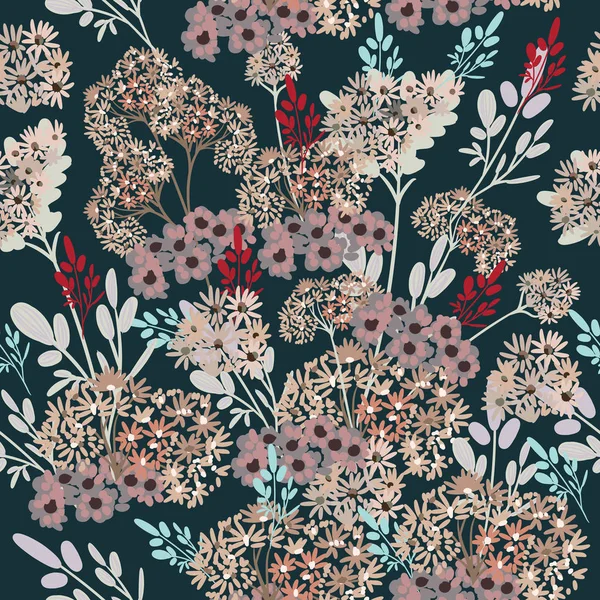 花を持つエレガントな素朴なパターン — ストックベクタ