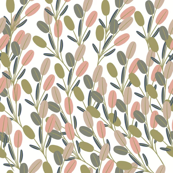 葉のビンテージ スタイルで花のベクトル パターン — ストックベクタ