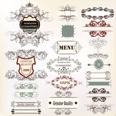 Kaligrafi öğeleri tasarım için büyük koleksiyonu