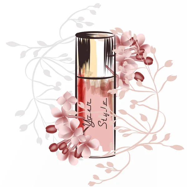 Illustration Mode Avec Flacon Parfum — Image vectorielle