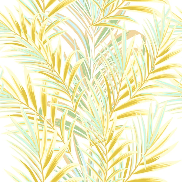 Moda Patrón Palma Floral Con Hojas Amarillas — Vector de stock