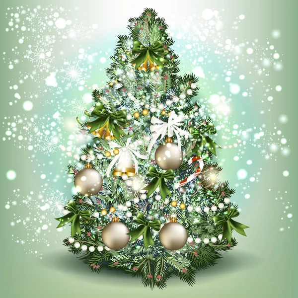 Kerstboom Gedetailleerde Realistische Vector Illustrat — Stockvector