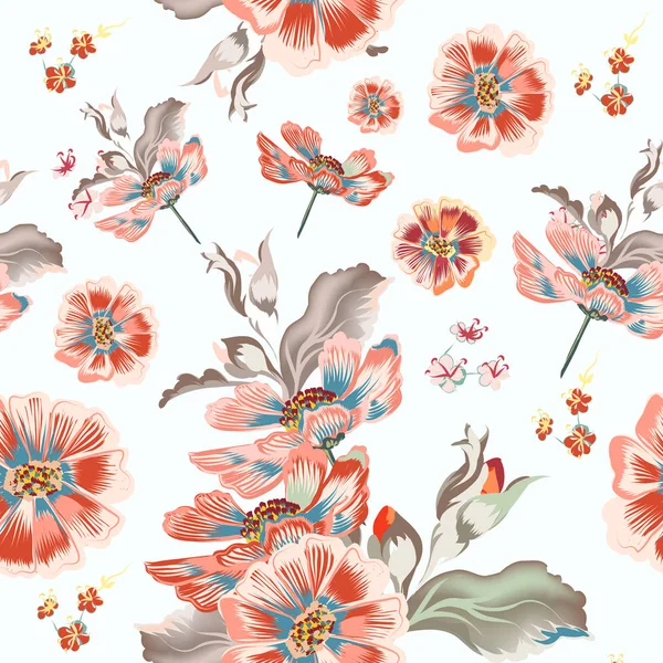 Patrón Vectorial Floral Con Flores Cosmos — Vector de stock