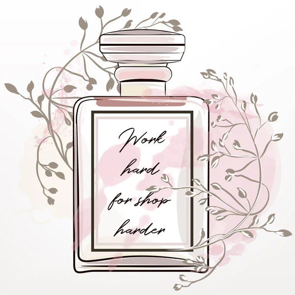 Ilustração Moda Com Frasco Vidro Perfume Rosa Estilo Aquarela Vetores De Stock Royalty-Free