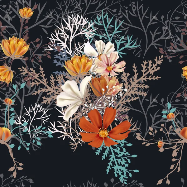 Cosmos Διάνυσμα Floral Μοτίβο Ιδανικό Για Ύφασμα — Διανυσματικό Αρχείο