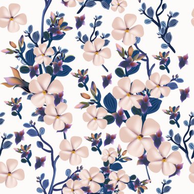 Moda vektör desen bahar çiçekleri vintage tarzı ile