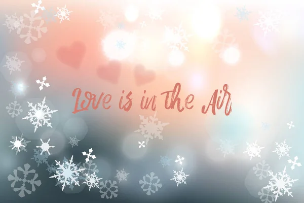 Illustratie Valentine Dag Achtergrond Met Sneeuwvlokken Liefde Lucht — Stockvector